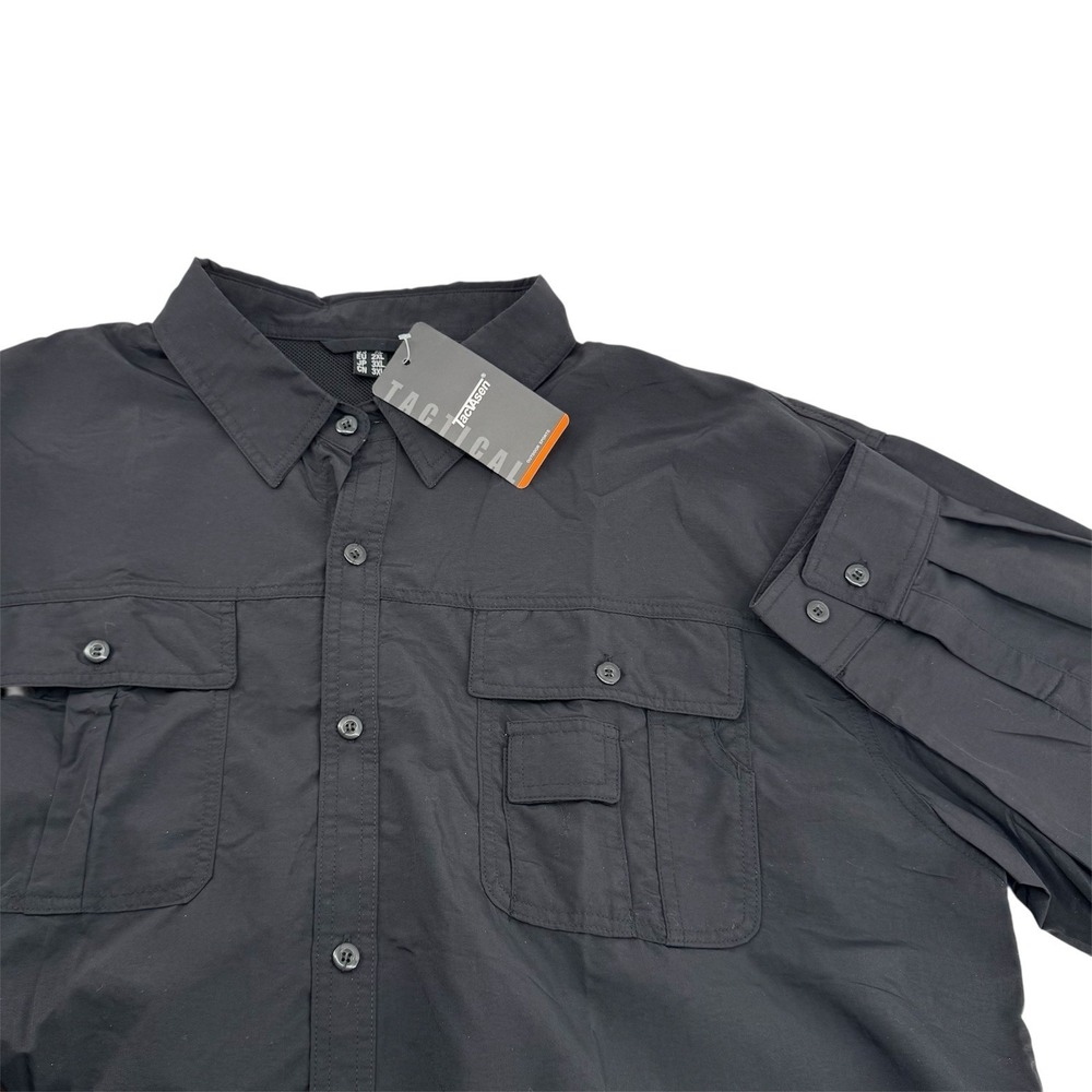Tacvasen Convertible‎ Hiking Shirt Mens XL Black Flap Pockets Outdoors New NWT
